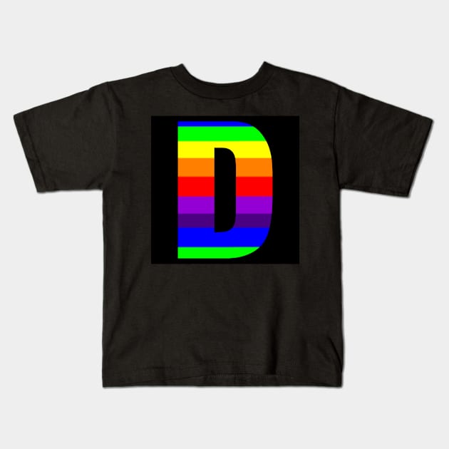 The Letter D in Rainbow Stripes Kids T-Shirt by ArtticArlo